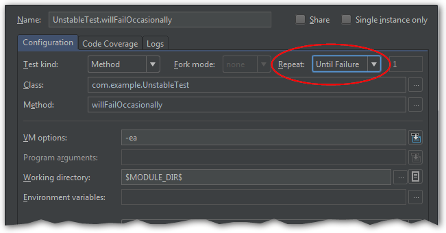 Editing Run Configuration